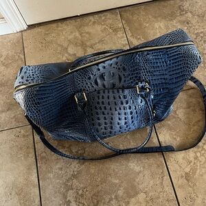Brahmin Navy Crocodile-Embossed Tote
